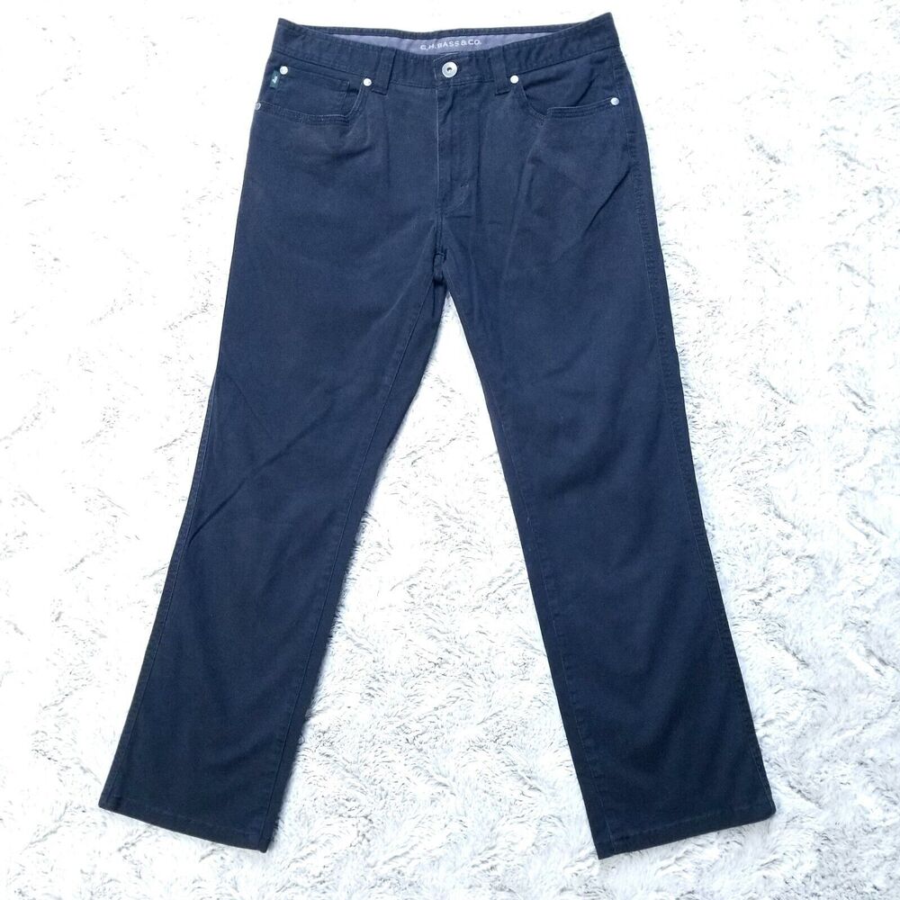 G.H.BASS & Co Pants Khakis Mens Size 32x30 Black Classic Fit Flat Front Straight
